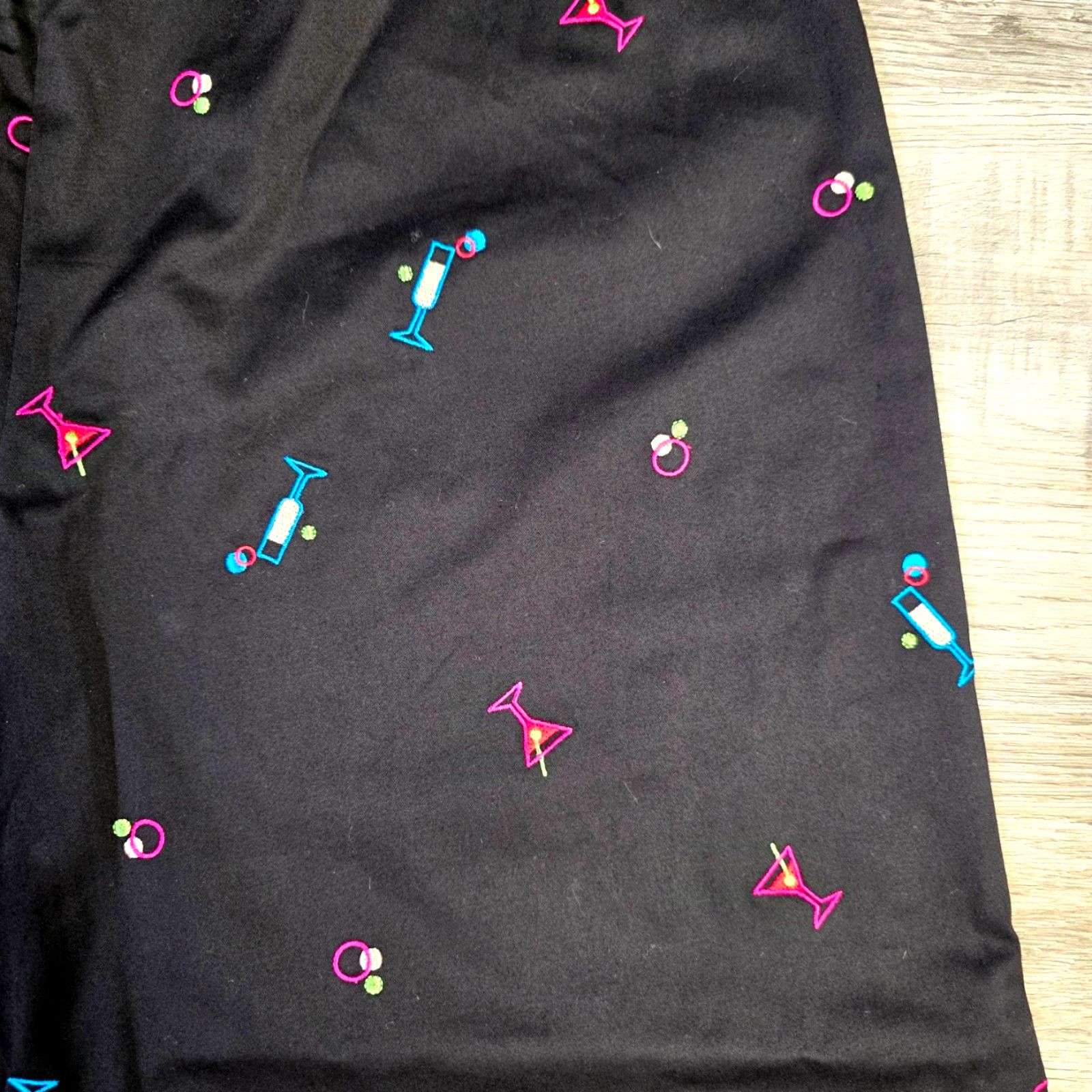 Nwt Credo Martini Print Belted Pants Sz 10 Black Crop Cocktail Lounge — image 8 of 8